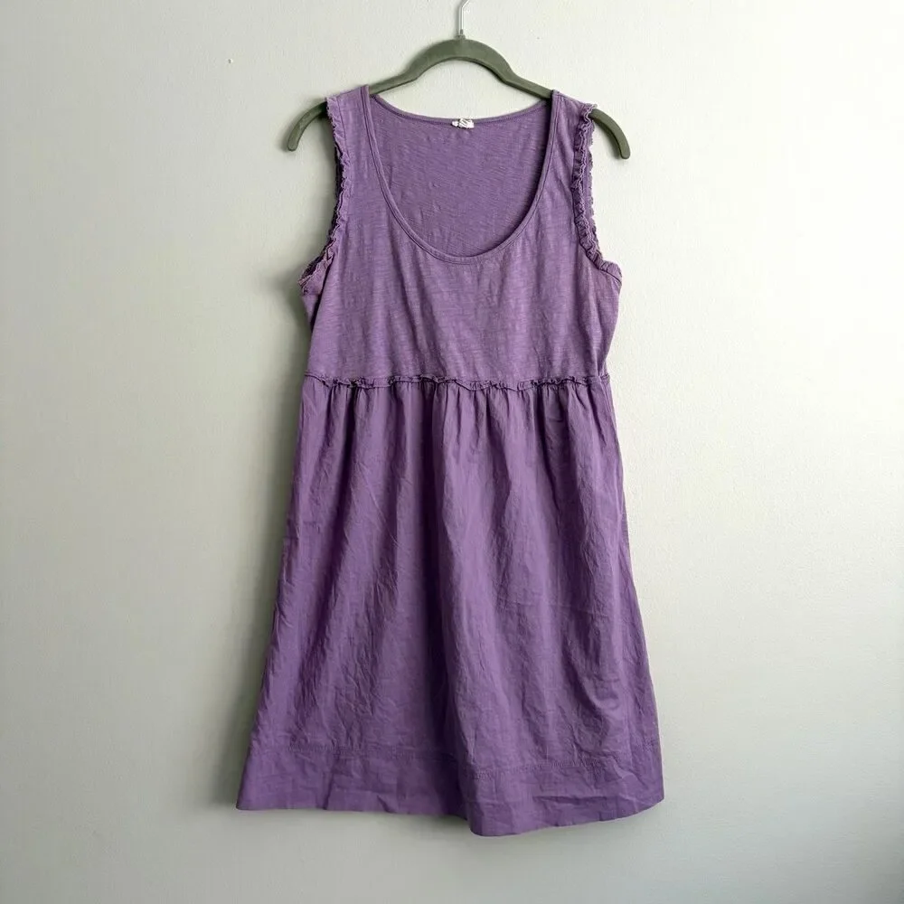 J Crew Womens Purple Sleeveless Dress Size Medium Scoop Neck Cotton Casual